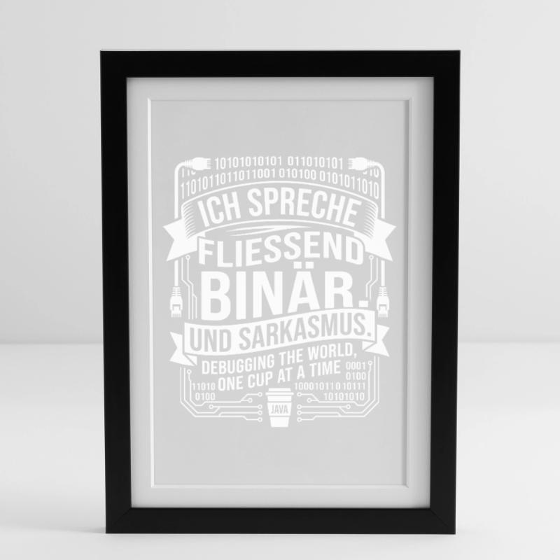 Coding Binary Coffee Sarcasm Framed poster (27 × 37 cm)