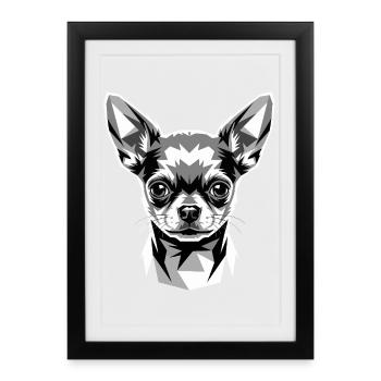 Chihuahua Maîtresse de Chien J’adore les Chihuahuas mignons - Affiche encadrée (27 × 37 cm) - noir - Devant