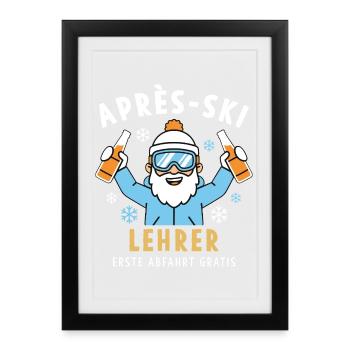 Après-ski instructor Lustig - first descent free of charge - Framed poster (27 × 37 cm) - black - Front