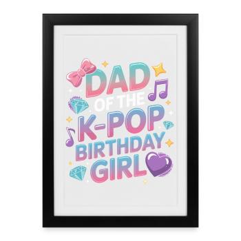 Papa du garçon anniversaire de la K-Pop – Papa fier - Affiche encadrée (27 × 37 cm) - noir - Devant