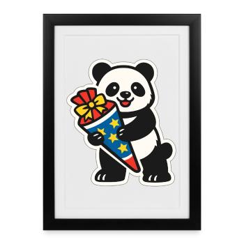 Panda Bear I'm 1st Grade School Enrollment Gift - Framed poster (27 × 37 cm) - black - Front
