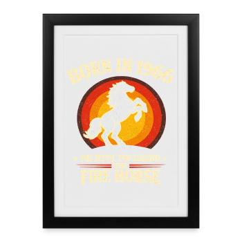 Légende 1966 Mythe du Cheval de Feu rétro - Affiche encadrée (27 × 37 cm) - noir - Devant