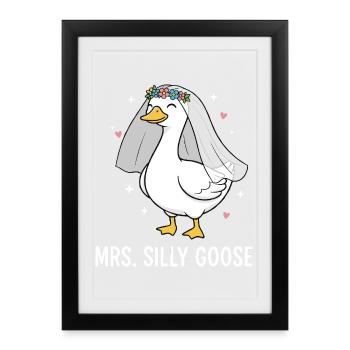 Mrs. Silly Goose Bride Cute Wedding Pun - Framed poster (27 × 37 cm) - black - Front