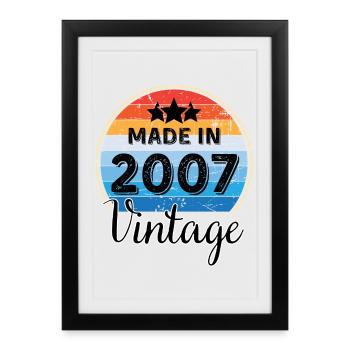 Anniversaire Vintage Année de Naissance 2007 - Affiche encadrée (27 × 37 cm) - noir - Devant