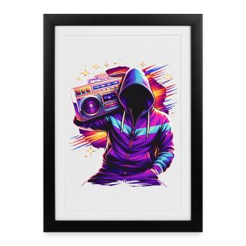 80s Neon Boombox Streetstyle - Framed poster (27 × 37 cm) - black - Front