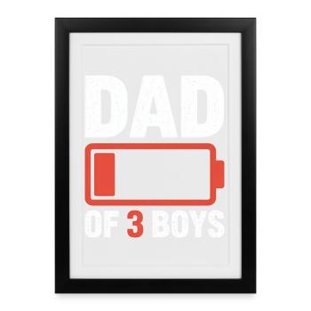 Dad of 3 Boys Battery Icon - Framed poster (27 × 37 cm) - black - Front