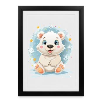 Ours polaires en magie hivernale - Affiche encadrée (27 × 37 cm) - noir - Devant