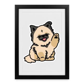 Cute Dog Sticker Style – Toshi the Fluffy Dog - Framed poster (27 × 37 cm) - black - Front