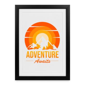 Adventure Awaits Peak Sunset - Framed poster (27 × 37 cm) - black - Front