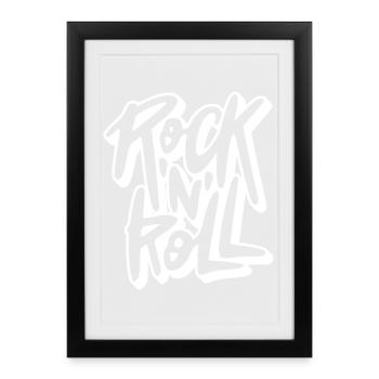 Rock 'N' Roll Graffiti Text - Framed poster (27 × 37 cm) - black - Front