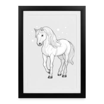 Cheval avec des étoiles - Affiche encadrée (27 × 37 cm) - noir - Devant