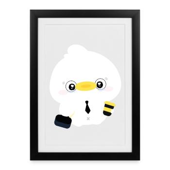 Duck in Tie Office Cutie - Framed poster (27 × 37 cm) - black - Front