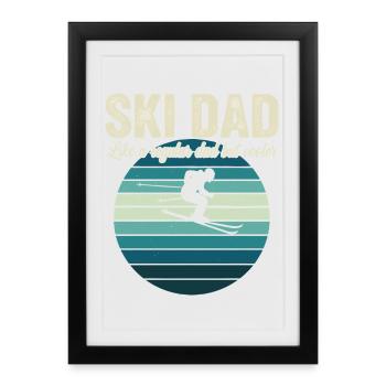 Lustiger Ski-Vater-Skifahrer - Gerahmtes Poster (27 × 37 cm) - Schwarz - Vorne