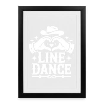 Danse en ligne en forme de cœur style cowboy - Affiche encadrée (27 × 37 cm) - noir - Devant