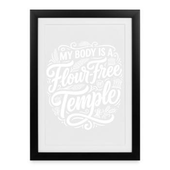 Flour Free Temple Gluten Free Humor - Framed poster (27 × 37 cm) - black - Front