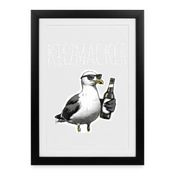 Kiez Möwe Macker - Framed poster (27 × 37 cm) - black - Front
