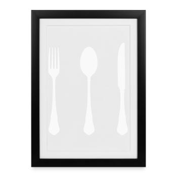 Cutlery Silhouette Design - Framed poster (27 × 37 cm) - black - Front