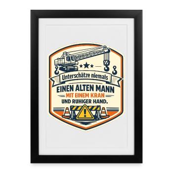 Kranmeister Alter Mann Patch - Gerahmtes Poster (27 × 37 cm) - Schwarz - Vorne