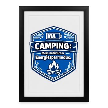 Mode camping économe d’énergie - Affiche encadrée (27 × 37 cm) - noir - Devant