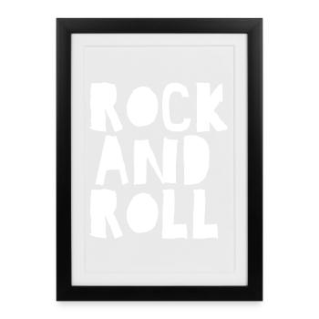 Rock and Roll Bold Typography - Framed poster (27 × 37 cm) - black - Front