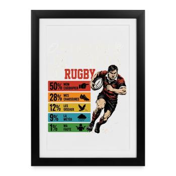 Rugby Pourquoi Je Perds Au Rugby - Affiche encadrée (27 × 37 cm) - noir - Devant