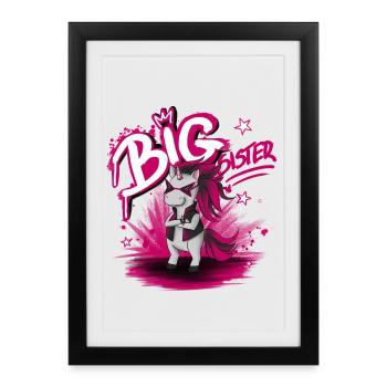 Grande Sœur Licorne Néon - Affiche encadrée (27 × 37 cm) - noir - Devant