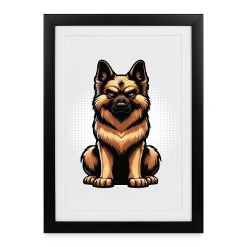 Berger allemand Chiens de berger Chiens de berger - Affiche encadrée (27 × 37 cm) - noir - Devant