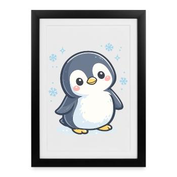 Cuddle Penguin Winter Magic - Framed poster (27 × 37 cm) - black - Front