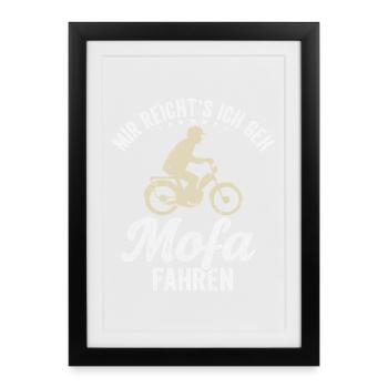 Mofa Moped Roller Mofafahrer Mofaroller - Gerahmtes Poster (27 × 37 cm) - Schwarz - Vorne