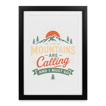Randonnée en montagne - Les montagnes s’appellent - Affiche encadrée (27 × 37 cm) - noir - Devant