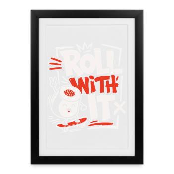 Roll With It Sushi Design - Affiche encadrée (27 × 37 cm) - noir - Devant