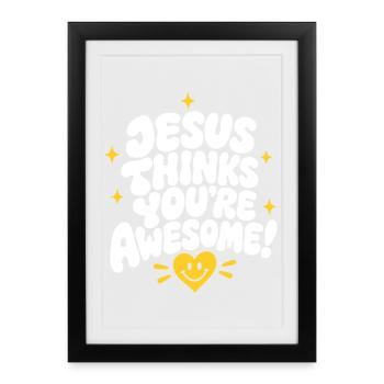 Jésus te trouve génial - Affiche encadrée (27 × 37 cm) - noir - Devant