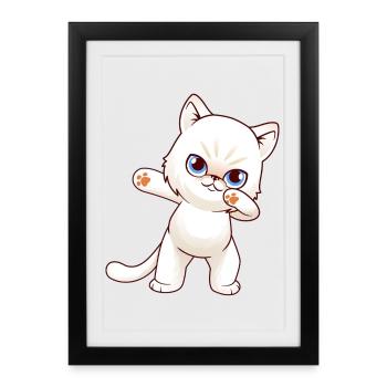 Yeux bleus de chaton duveteux - Affiche encadrée (27 × 37 cm) - noir - Devant