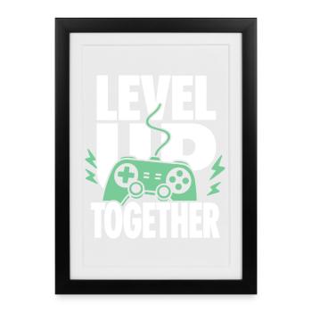 Level Up Together Gaming Controller - Framed poster (27 × 37 cm) - black - Front