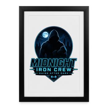 Midnight Iron Crew Gains After Dark Gym Training - Framed poster (27 × 37 cm) - black - Front