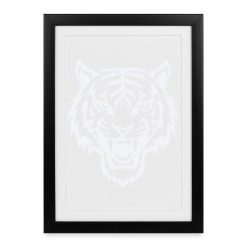Stylized tiger head pattern - Framed poster (27 × 37 cm) - black - Front