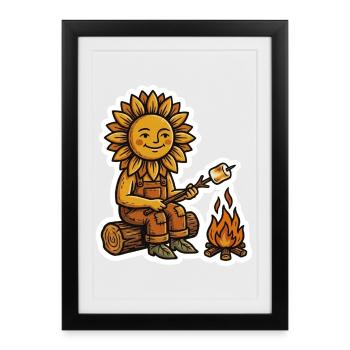 Sunflower Campfire Marshmallow - Framed poster (27 × 37 cm) - black - Front