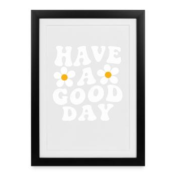 Motif de marguerites Bonne Journée - Affiche encadrée (27 × 37 cm) - noir - Devant