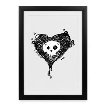 Heart Skull Punk - Framed poster (27 × 37 cm) - black - Front