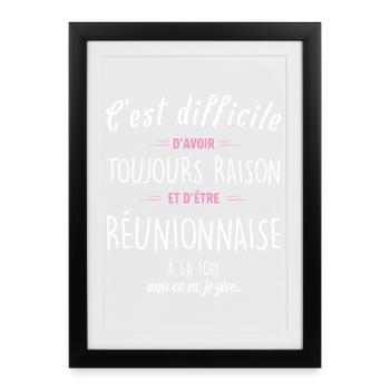 C Est Difficile D Avoir Toujours Raison Et D Et... - Affiche encadrée (27 × 37 cm) - noir - Devant