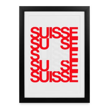 SUISSE Schweiz Switzerland Flag 2024 - Gerahmtes Poster (27 × 37 cm) - Schwarz - Vorne