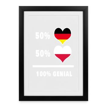 Allemagne et Pologne génial / cadeau drapeau - Affiche encadrée (27 × 37 cm) - noir - Devant
