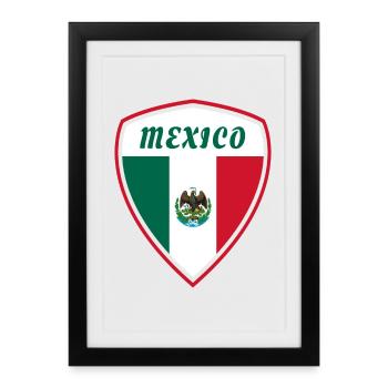 Mexique Armoiries drapeau Amérique centrale cadeau - Affiche encadrée (27 × 37 cm) - noir - Devant