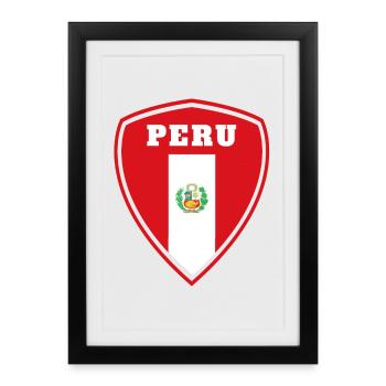 Pérou Armoiries / Cadeau Amérique du Sud drapeau Lima - Affiche encadrée (27 × 37 cm) - noir - Devant