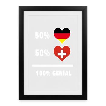 Germany and Switzerland Ingenious / Gift Flag - Framed poster (27 × 37 cm) - black - Front
