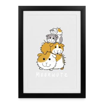 Joyeux cochon d'Inde I Meersau Gift I Fun - Affiche encadrée (27 × 37 cm) - noir - Devant