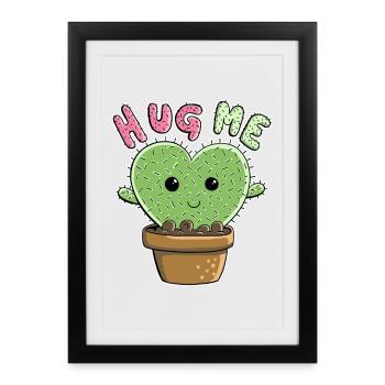 Kawaii Hug Me Cactus I Katus Funshirt Manga - Affiche encadrée (27 × 37 cm) - noir - Devant