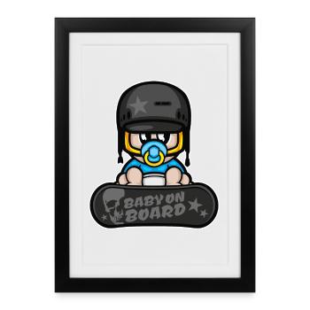 baby winter sports snowboarding - Framed poster (27 × 37 cm) - black - Front