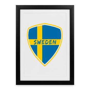 Suède Armoiries / Cadeau Scandinavie - Affiche encadrée (27 × 37 cm) - noir - Devant