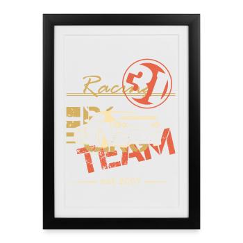 team racing gtr voiture idée cadeau - Affiche encadrée (27 × 37 cm) - noir - Devant